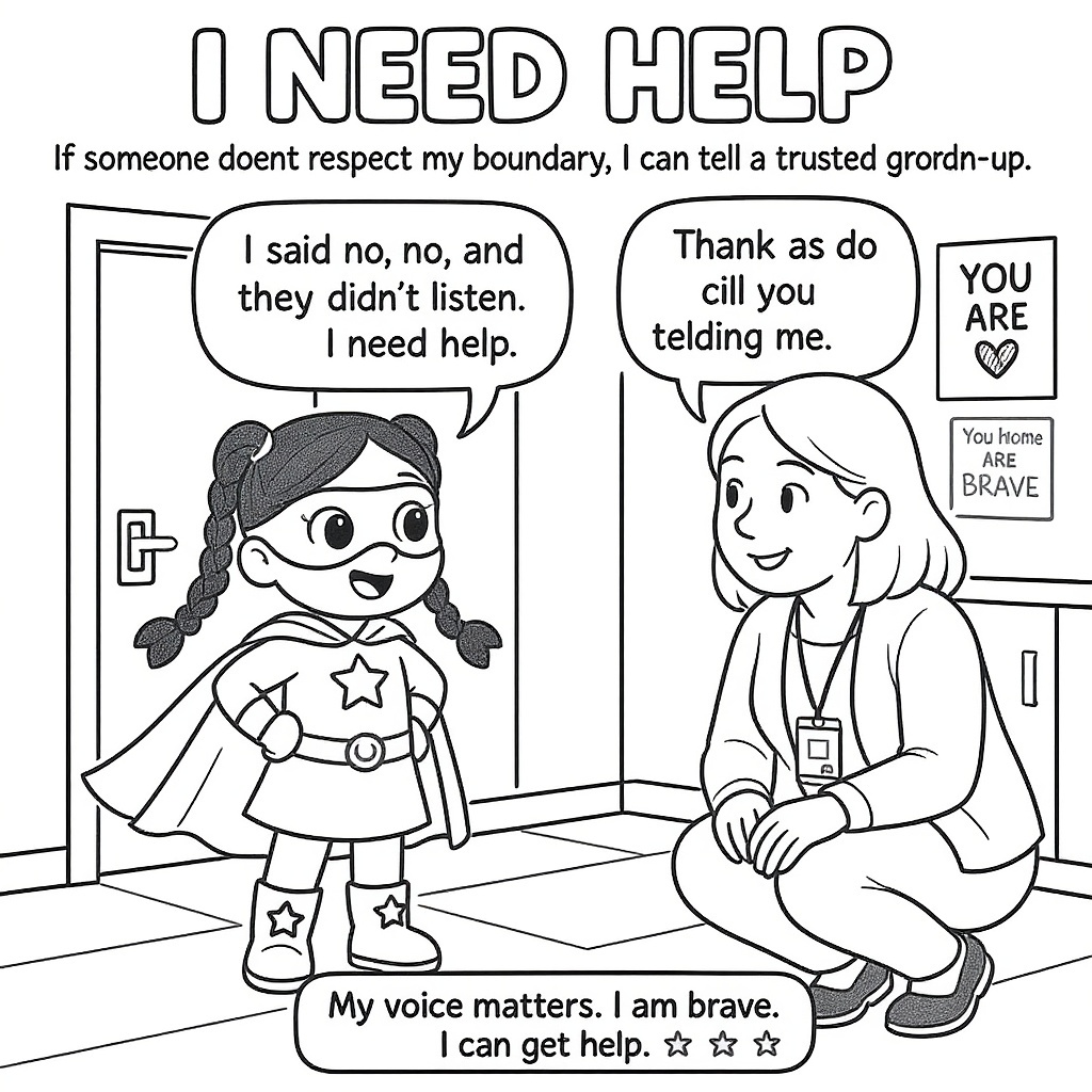 I Need Help — coloring page scene 3