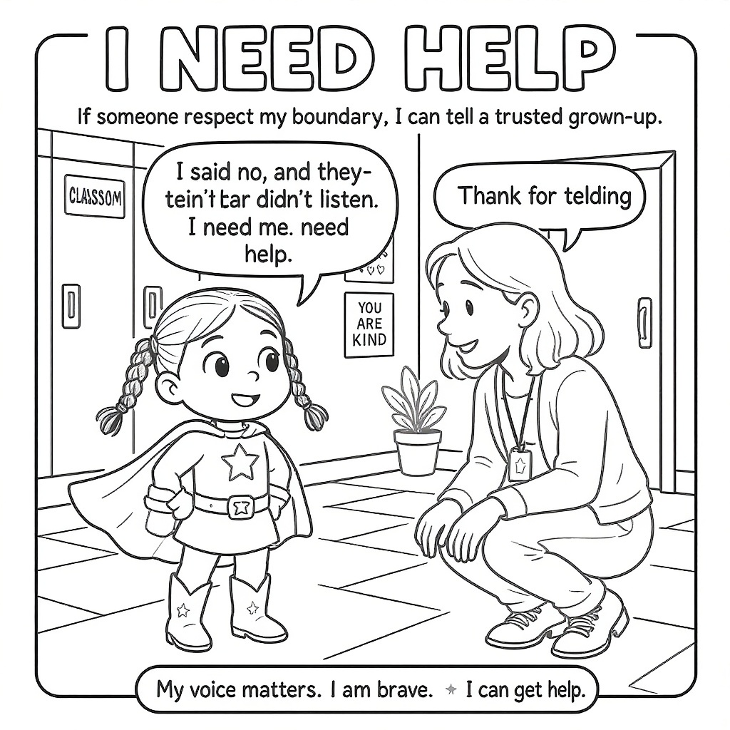 I Need Help — coloring page scene 4