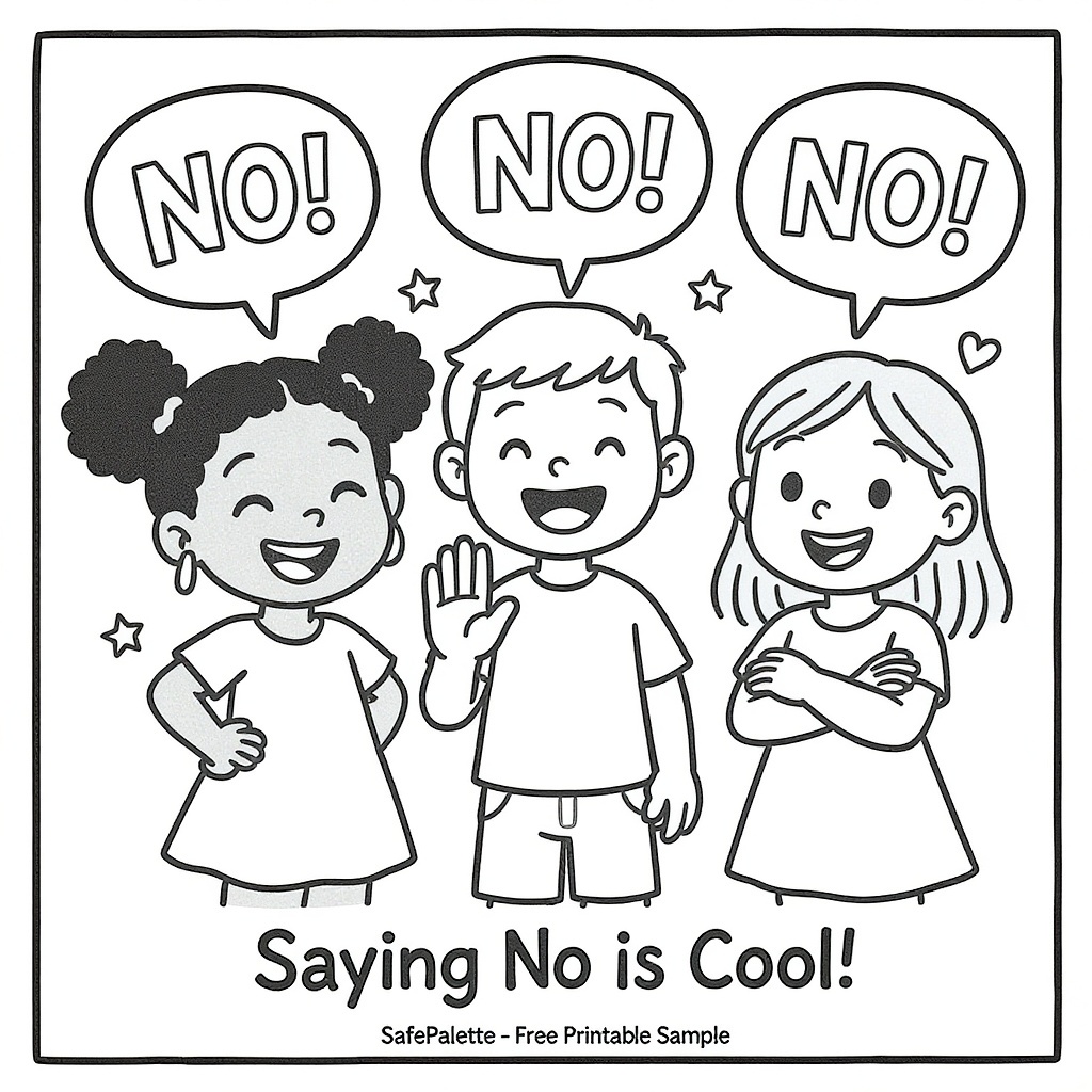 Saying No is Cool! — free coloring page from SafePalette
