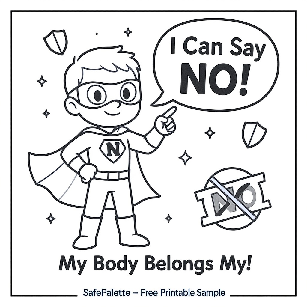 I Can Say NO! — free coloring page from SafePalette