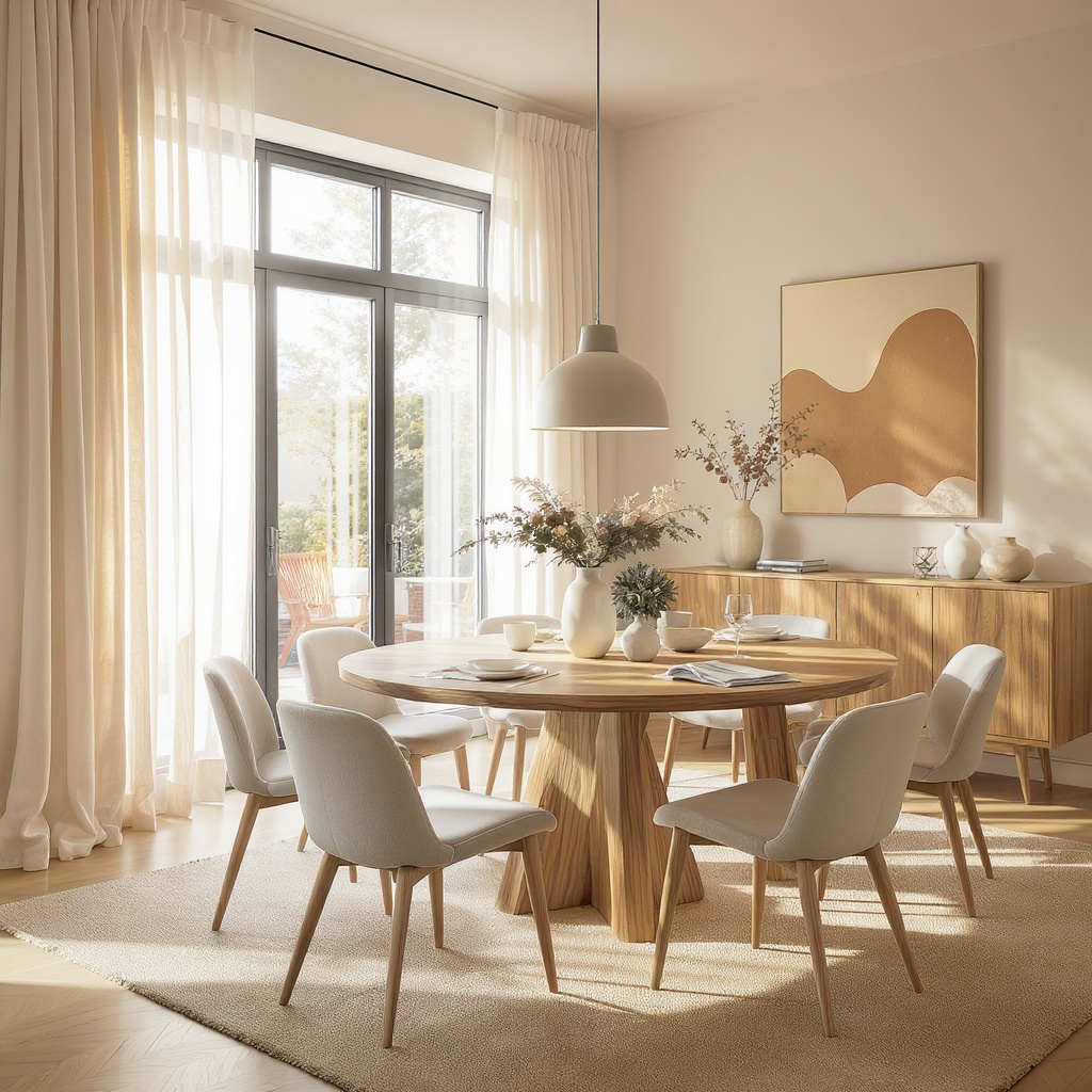 Dining scene with linen chairs