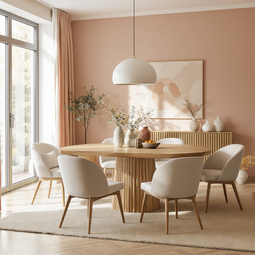 Oak dining table in morning light