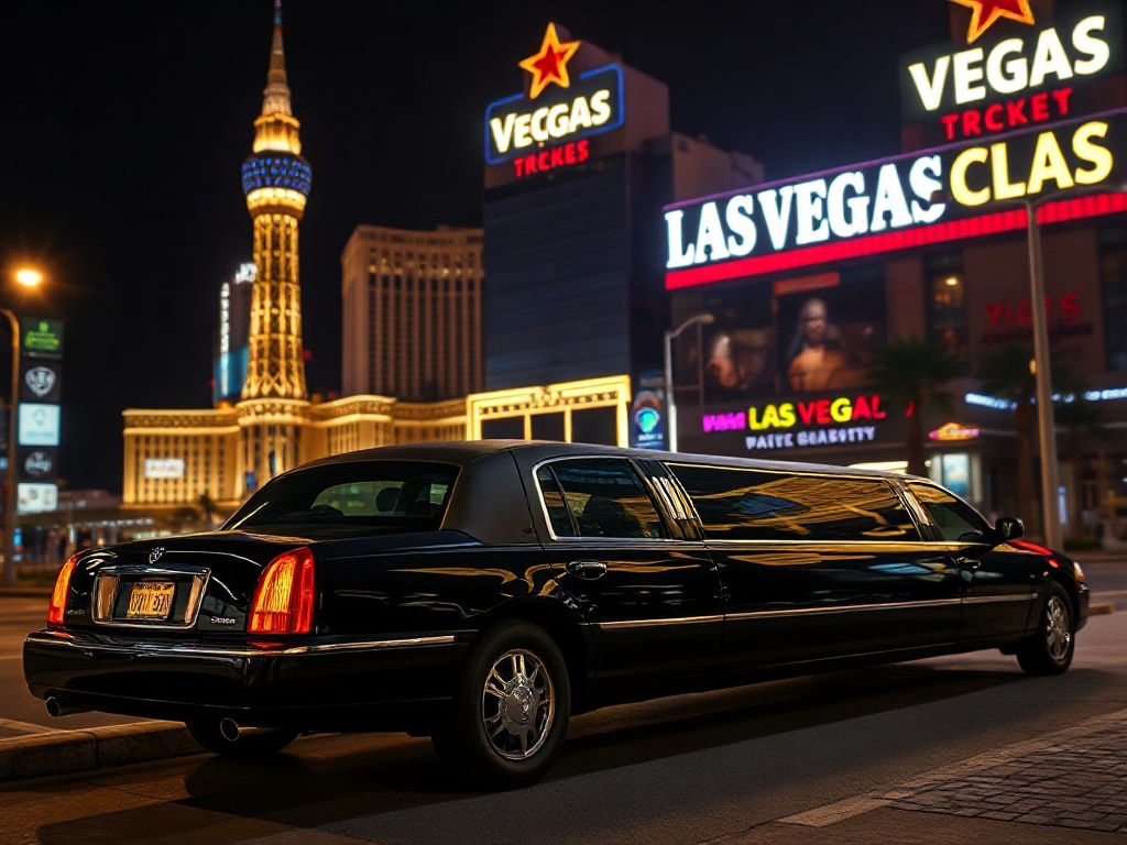 Stretch limousine pickup on the Strip