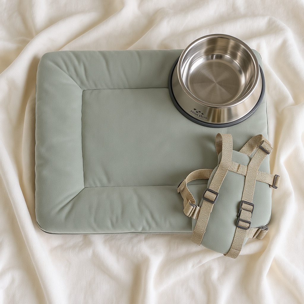 Fetra Starter Kit — Orthopedic Bed, Slow-Feeder Bowl, Travel Harness