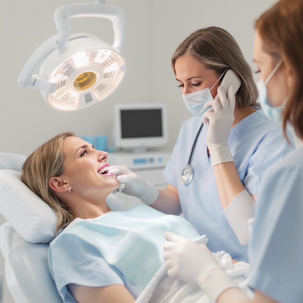 A caring oral surgery assistant on a post-op check-in call