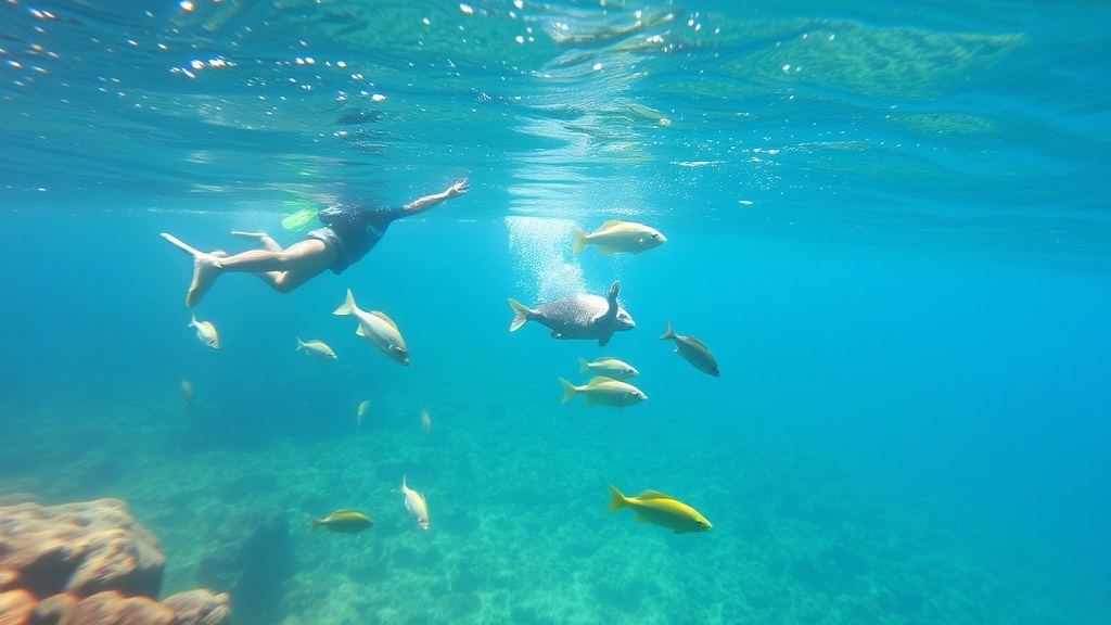Snorkeling dans les eaux peu profondes du Grand Cul-de-Sac Marin Guadeloupe