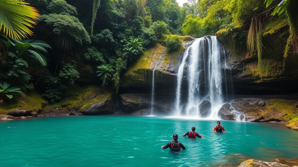 Paysage volcanique de Basse-Terre et forêt tropicale en Guadeloupe