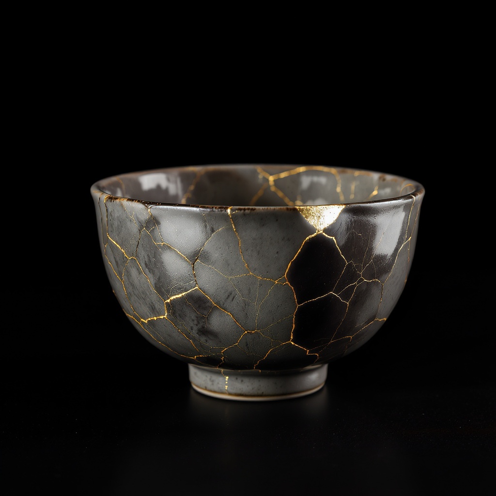 Kintsugi — repaired ceramic bowl with gold seams