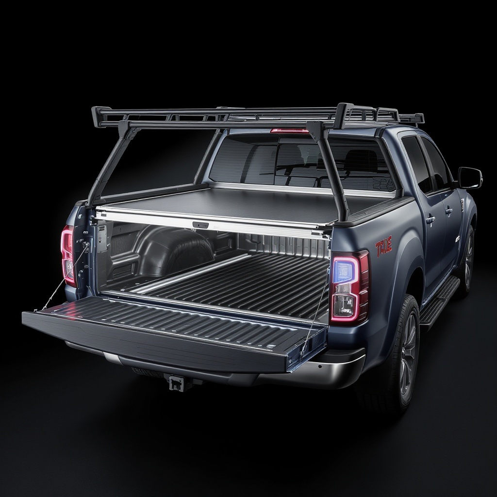 ARX folding truck bed cover — rails stay clear when open