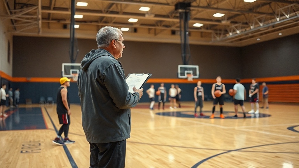 Basketball coach courtside