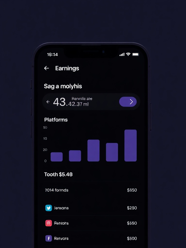 Earnings analytics with platform breakdown chart