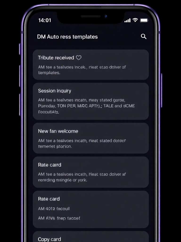 Autoresponses tab with DM templates ready to copy