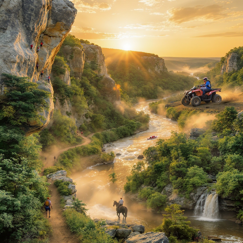 Misty Ozarks river at dawn