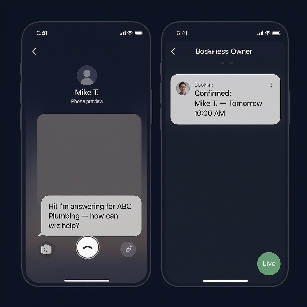 StafferAI — AI receptionist answering a live call