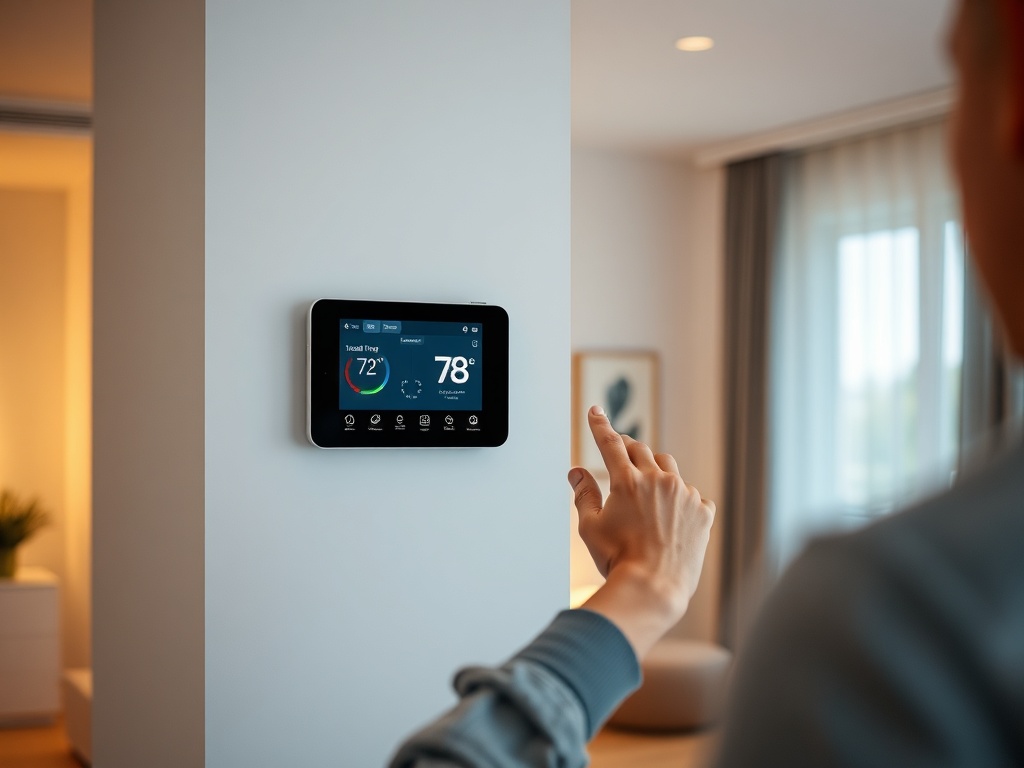 Smart home automation control panel with lighting and thermostat controls