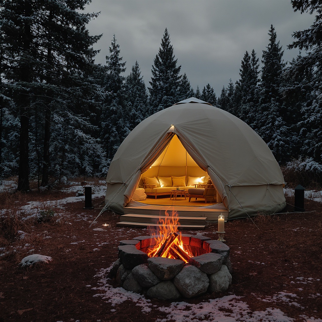 Luxury glamping in boreal forest