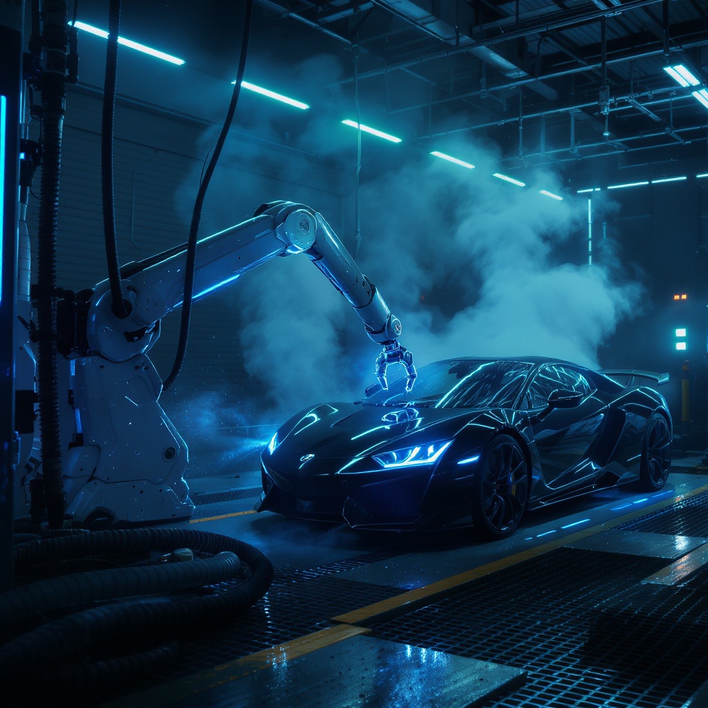 Everluxe autonomous car wash robot in action