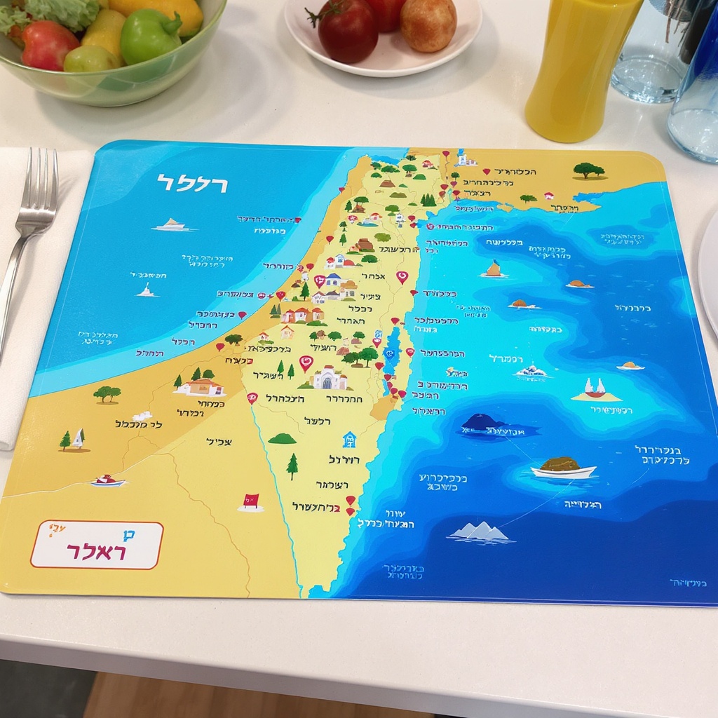 פלייסמט מפת ישראל לילדים מחברת יקינטון