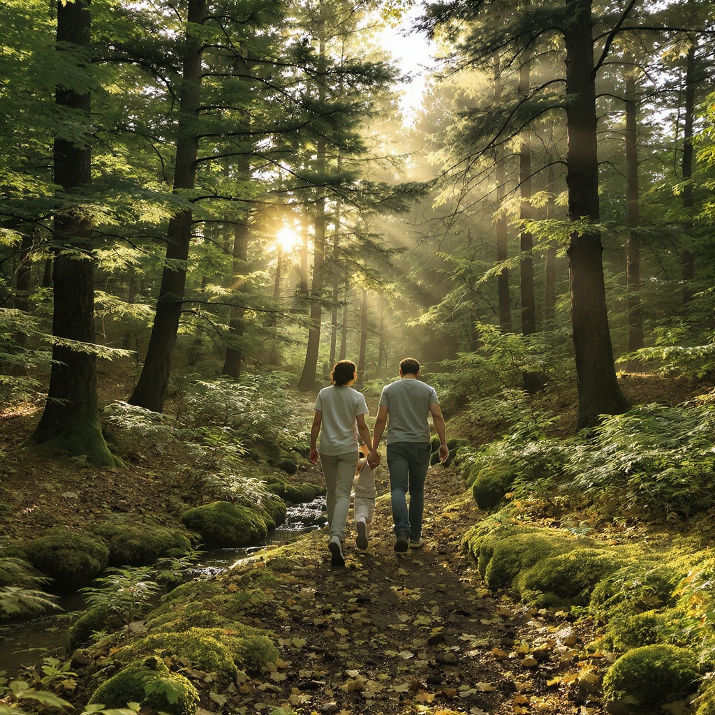 Famille française en forêt
