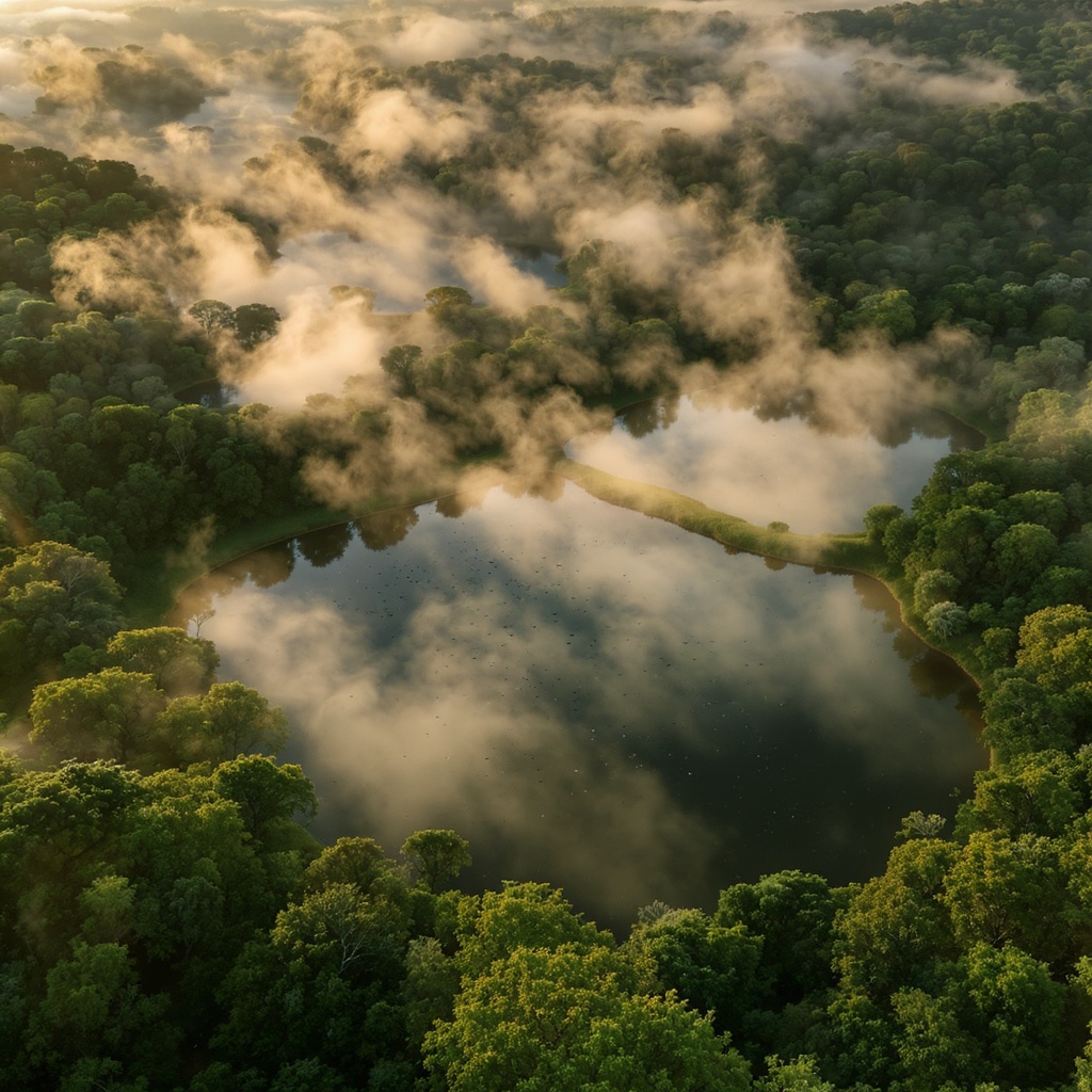 Vue aérienne — forêt et étangs Folia