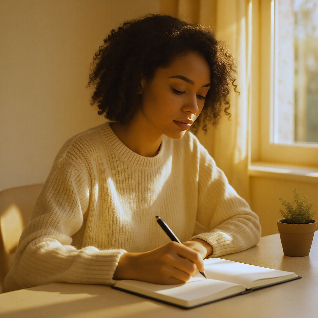 Person working at desk with focus tools