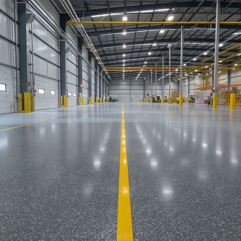 42,000 sq ft warehouse epoxy floor system — South Atlanta industrial park