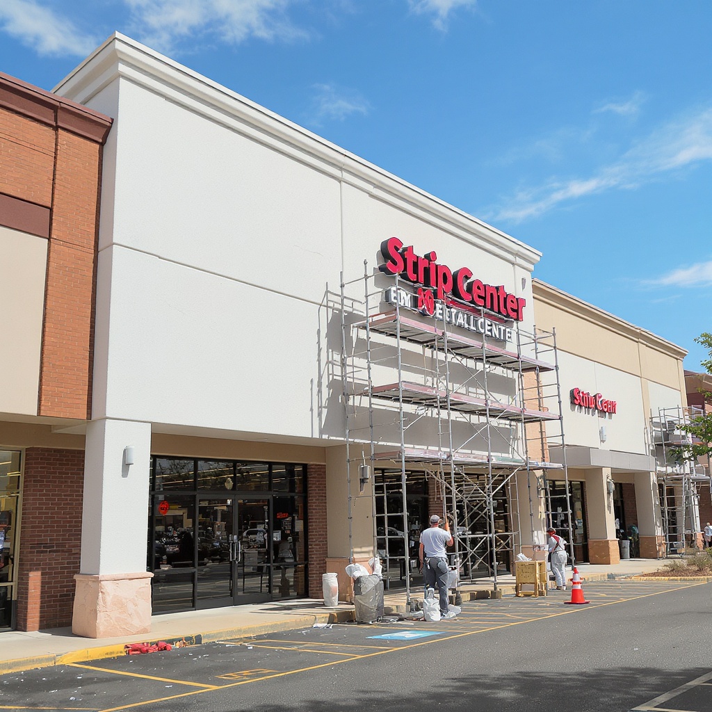 Commercial exterior painting contractor working on Atlanta commercial building