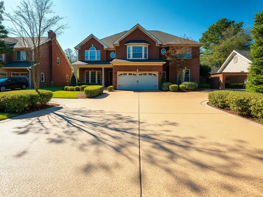 Decorative residential driveway coating in an Atlanta neighborhood home