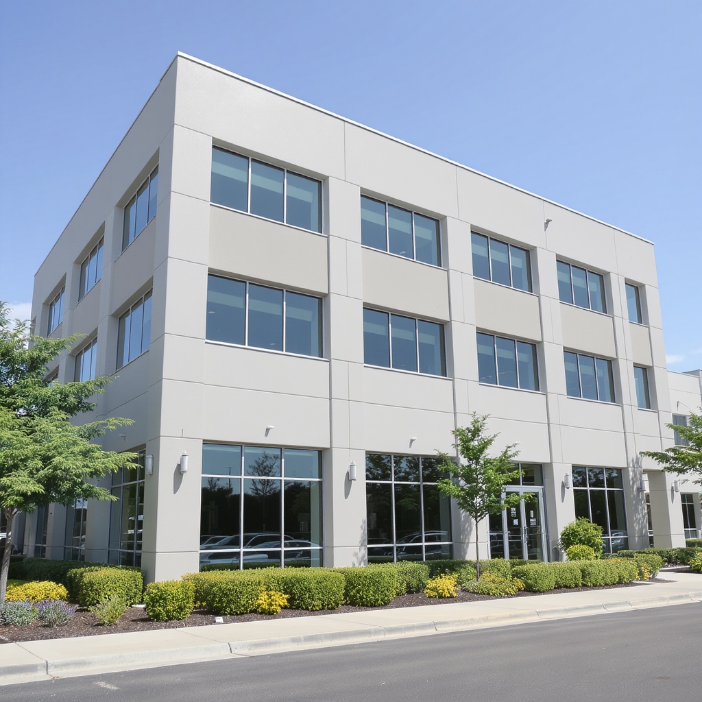 4-story commercial office exterior repaint, elastomeric coating, Atlanta midtown