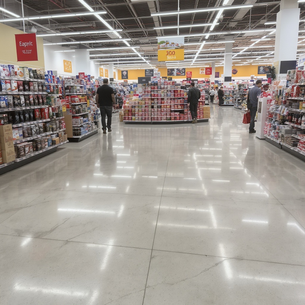 Retail store polished concrete flooring, overnight installation