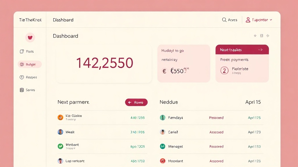 TieTheKnot Dashboard — countdown, budget, and task overview