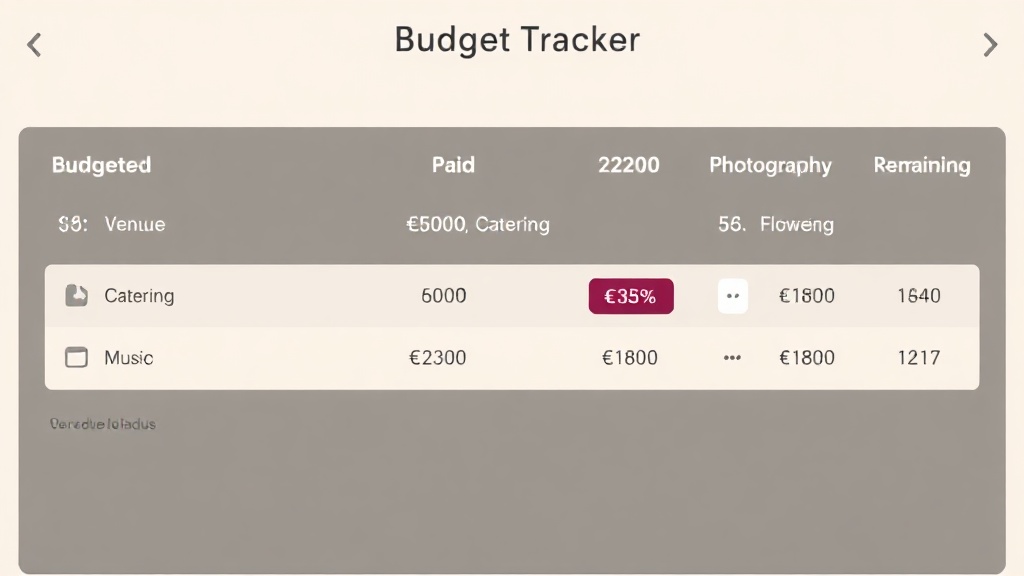 Budget Tracker — overdue items flagged in red