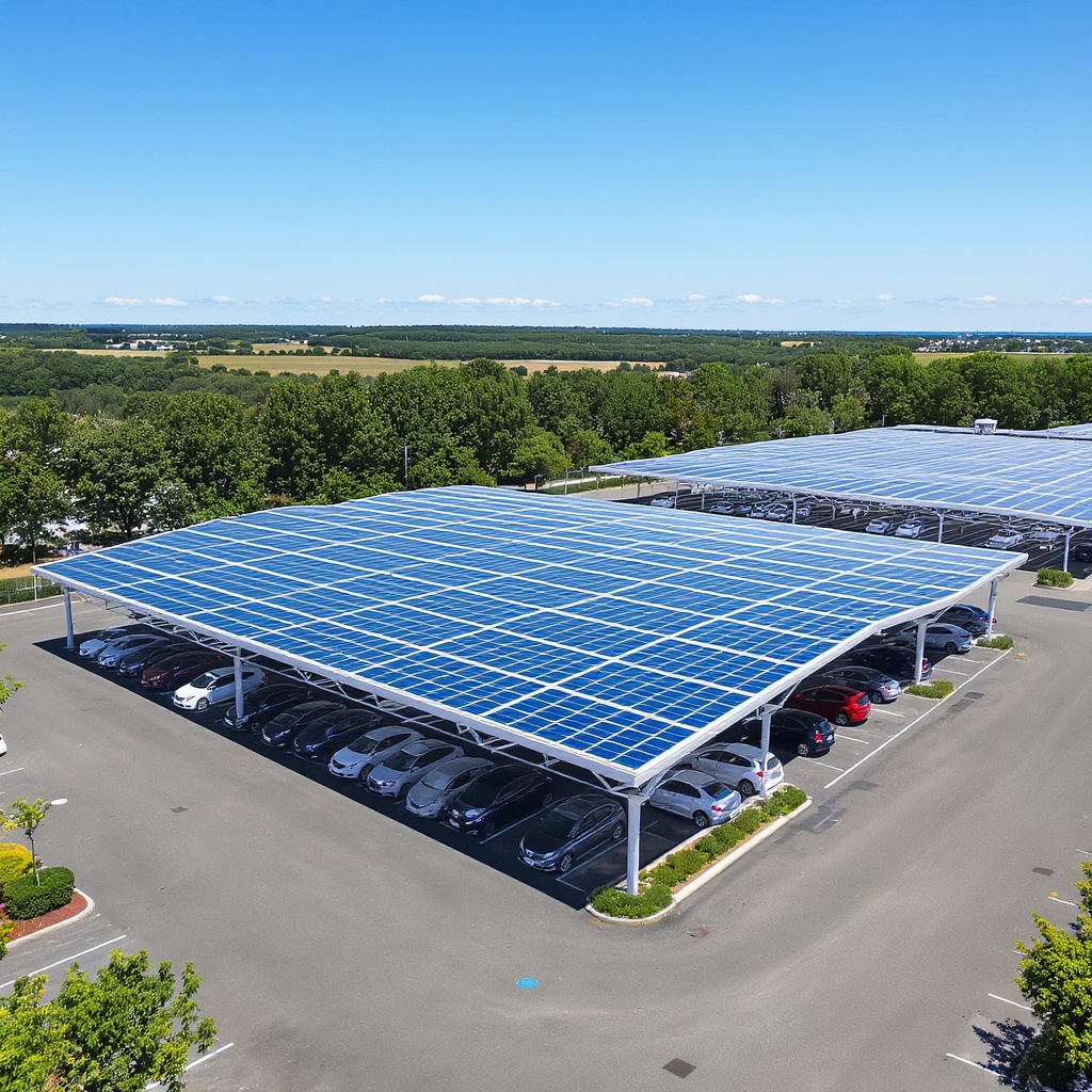 Ombrières photovoltaïques sur parking professionnel