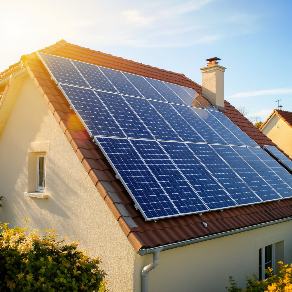 Panneaux solaires sur une maison française