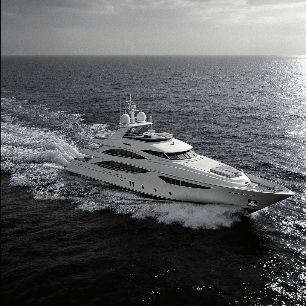 Luxury superyacht anchored in the Mediterranean