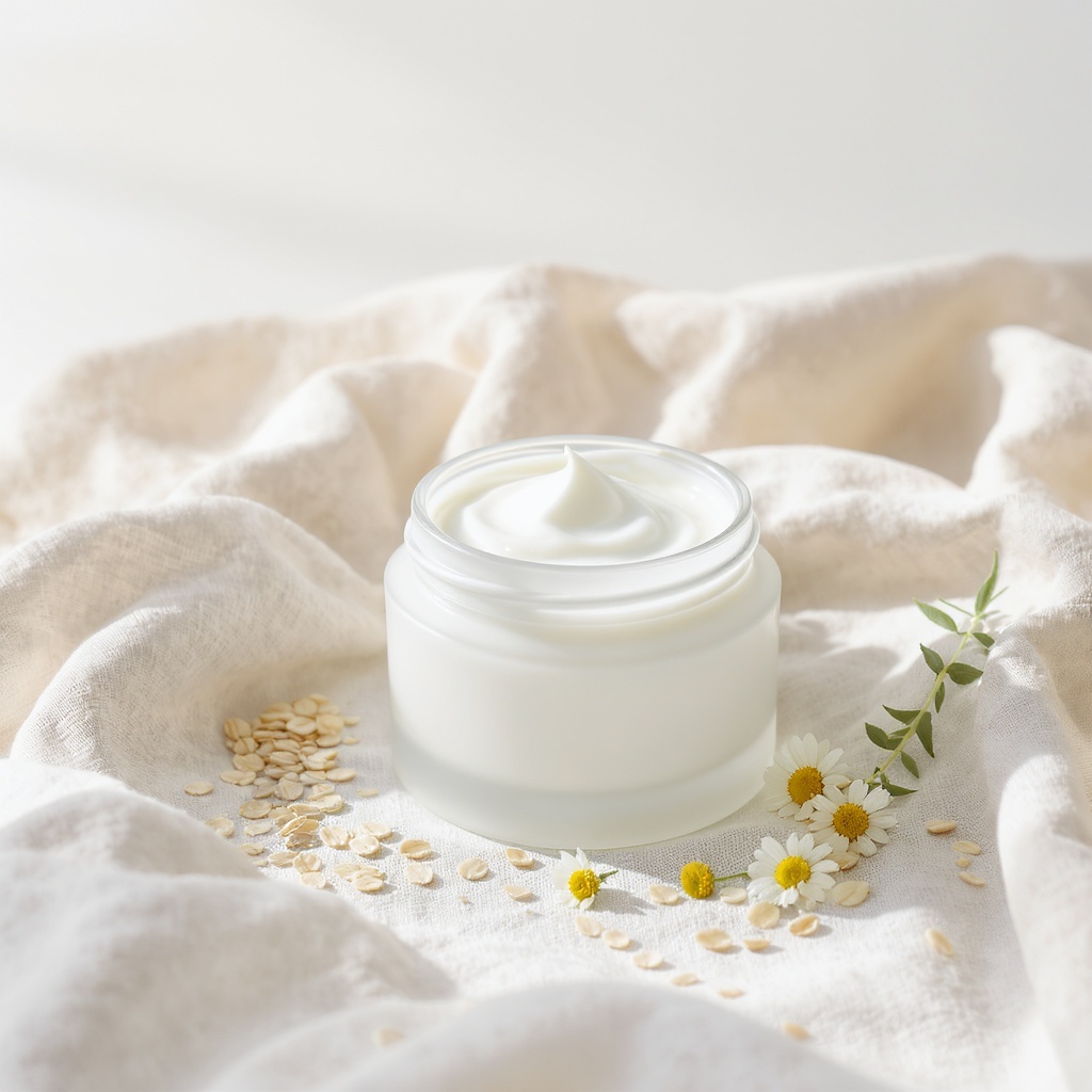 Moisturising Day Cream — white jar on linen surface