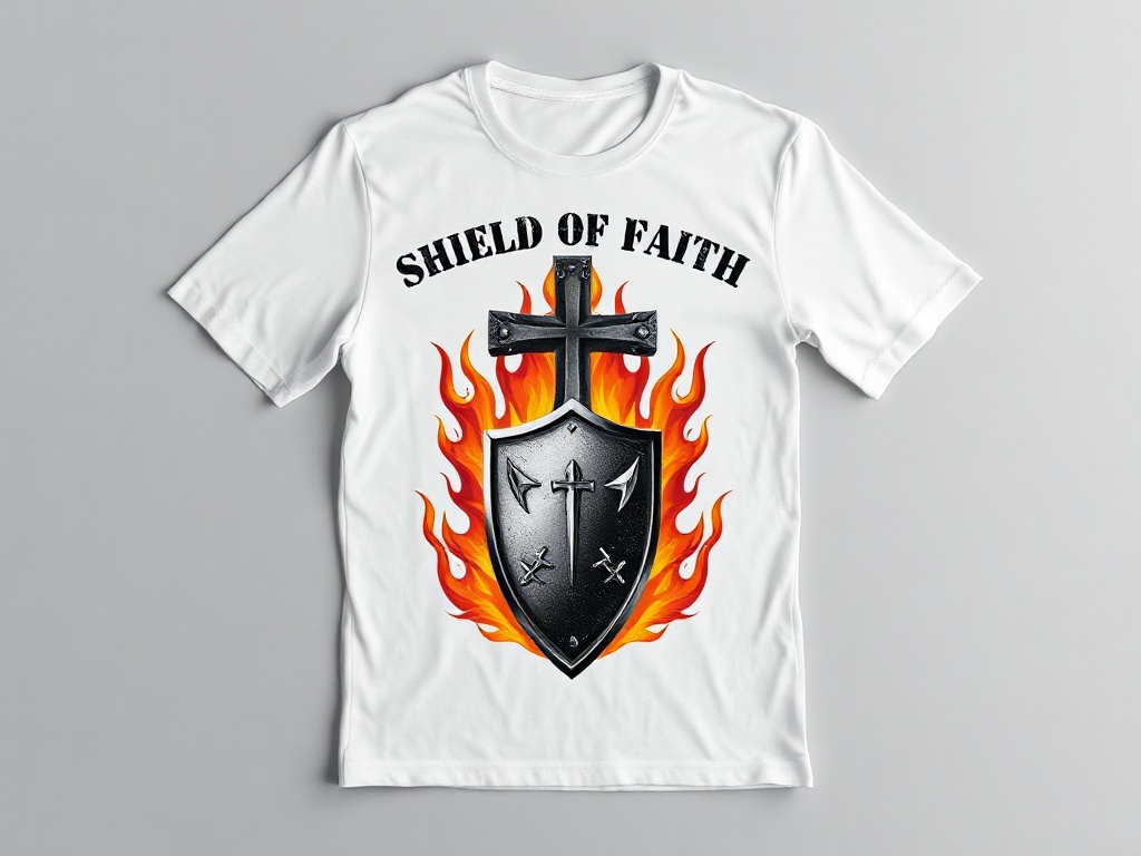 Shield of Faith Flaming Cross Tee view 3