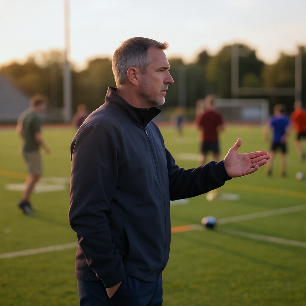 Coach leading athletes through training session
