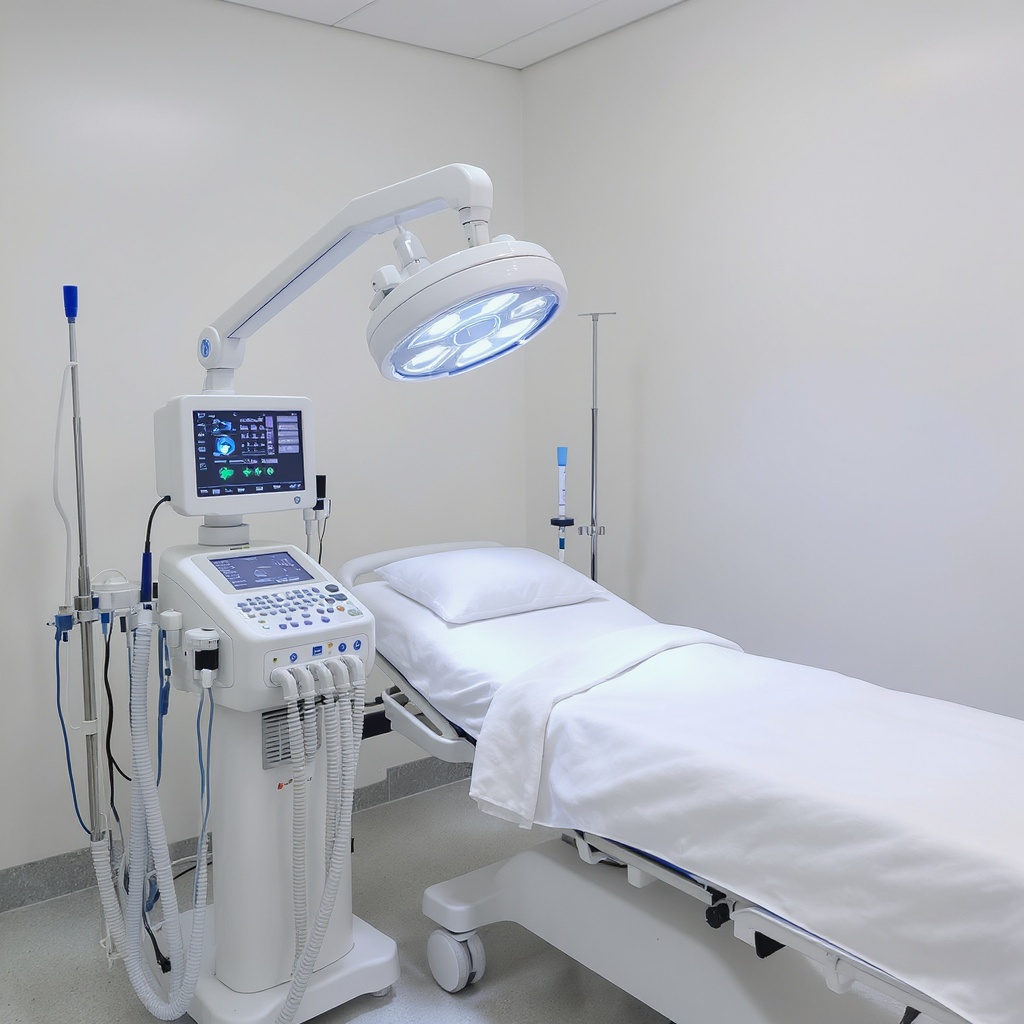Modern HIFU treatment room in a Chinese Grade 3A hospital showing advanced medical ultrasound equipment