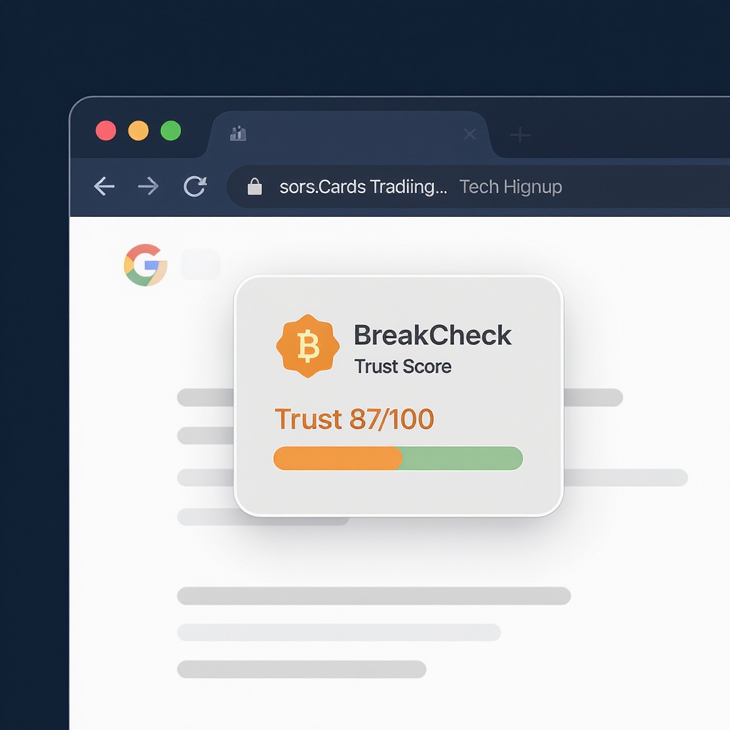 BreakCheck extension badge injected on a sports card listing