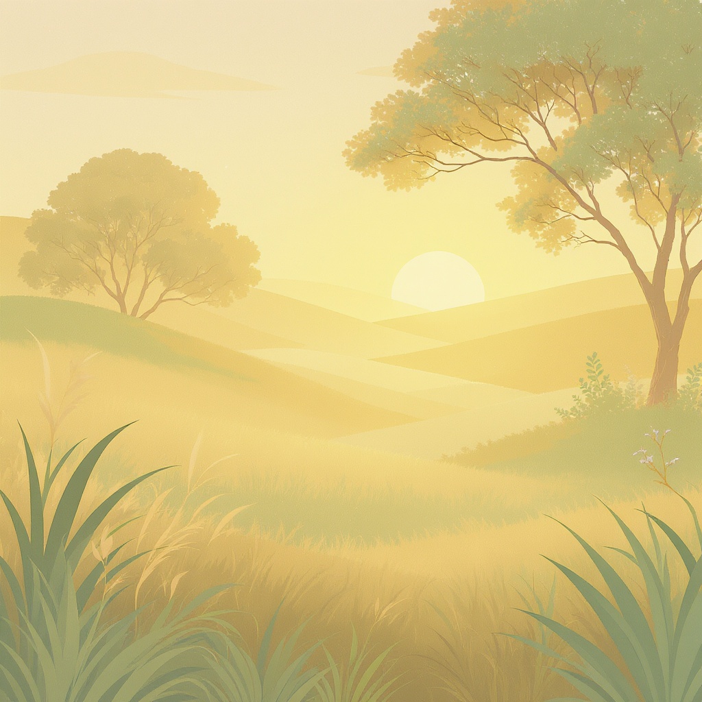 Serene wellness scene — warm light through greenery