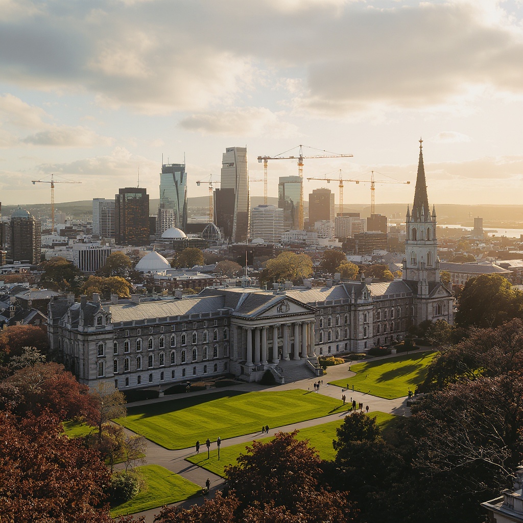 Dublin cityscape with Trinity College | Study in Ireland guide for South Asian students 2026