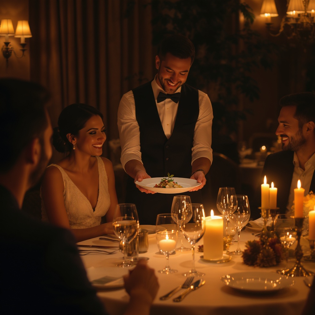Fine dining restaurant — warm hospitality moment