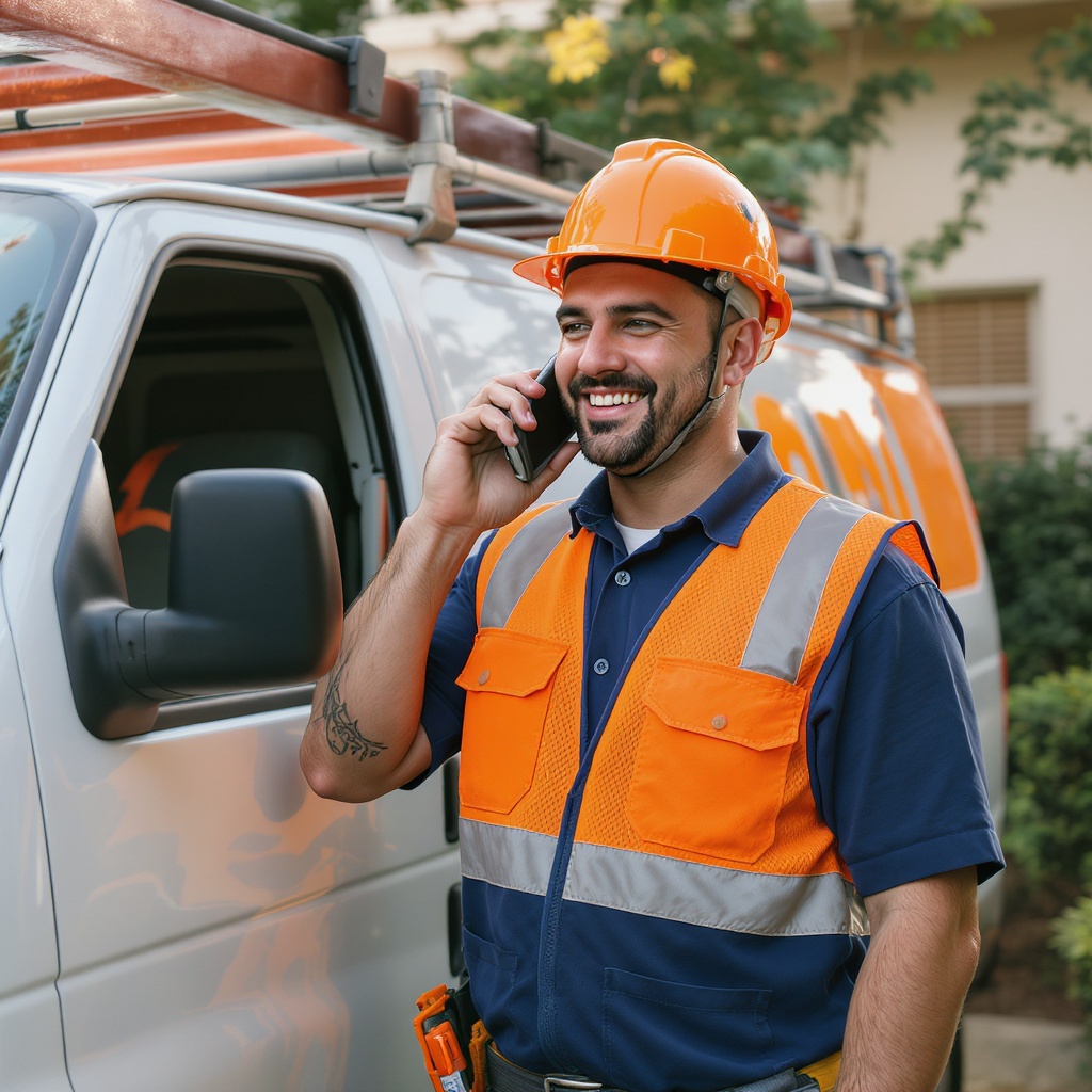 HVAC technician answering a service call