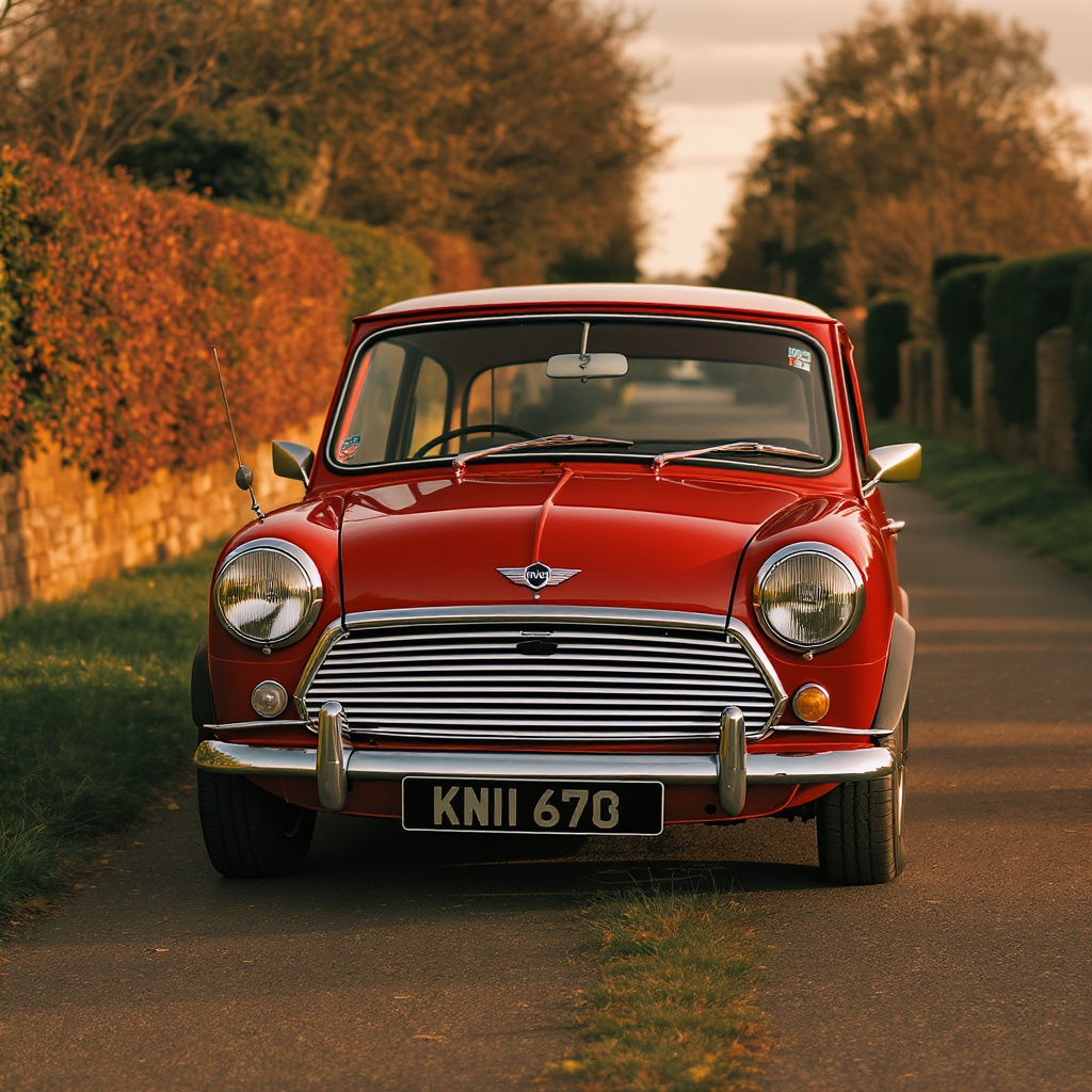 Classic Austin Mini Cooper S on a country road