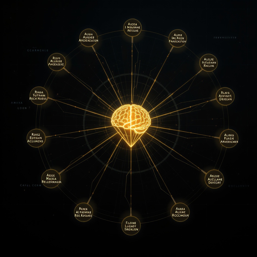 AI Advisory Board concept — neural network constellation of capital advisors