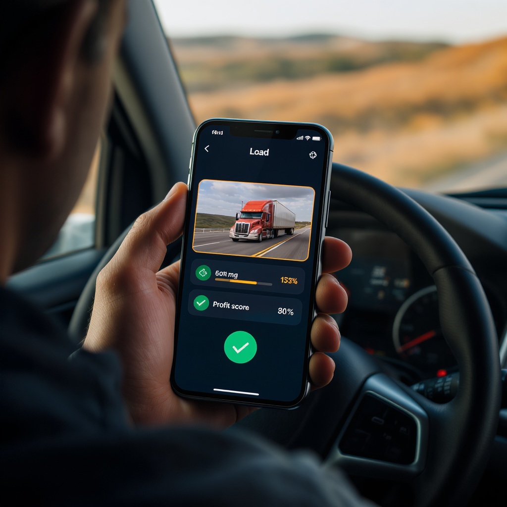 Truck driver scanning load screenshot with smartphone