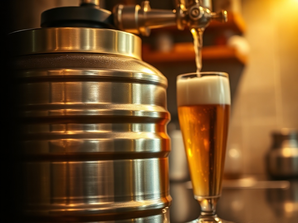 Mini keg being poured fresh from a kegerator