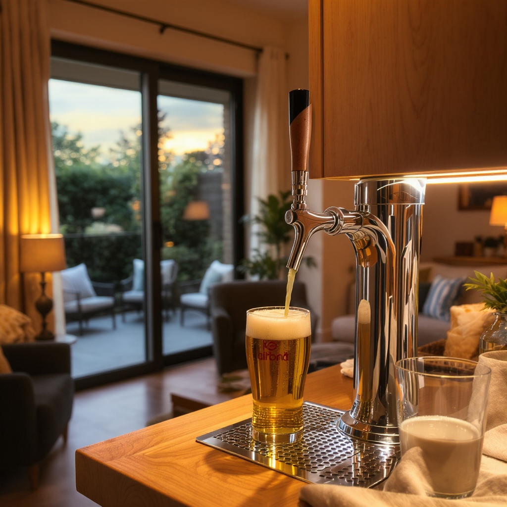 Kegerator tap dispensing craft beer in a vacation rental