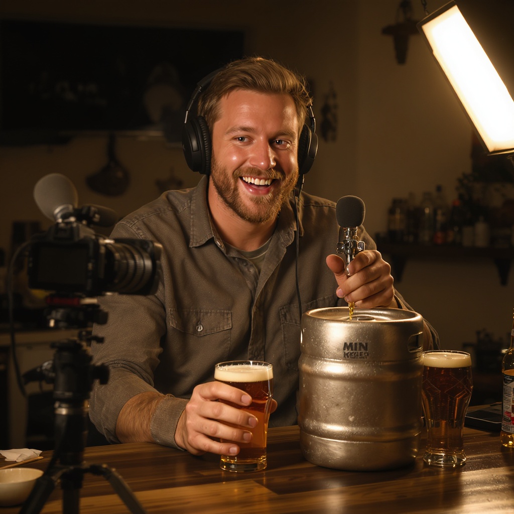 Craft beer creator filming mini keg review